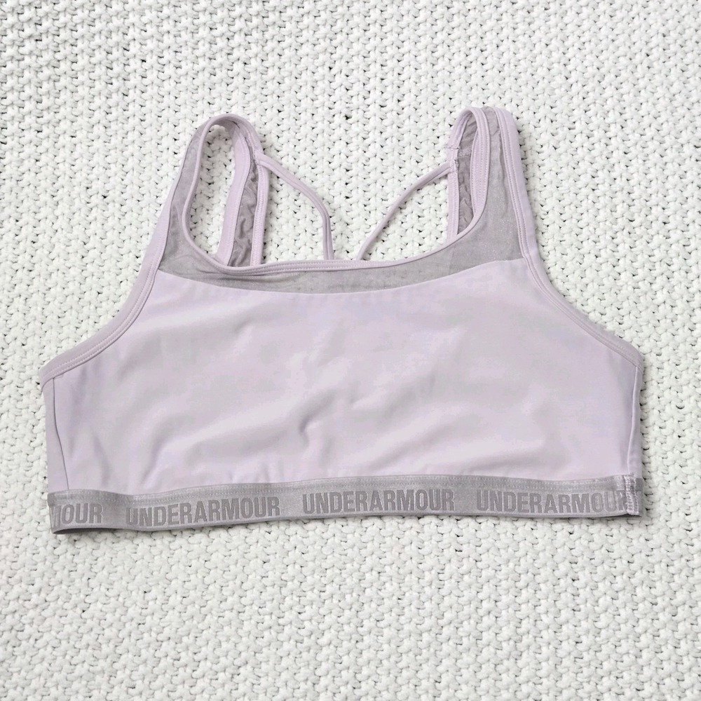 Under Armour Women's Mid Breathe Sports Bra Purple‎ Grey Sz M Activewear
